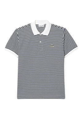 Polo Lacoste L1212 à rayures bleu marine pour homme