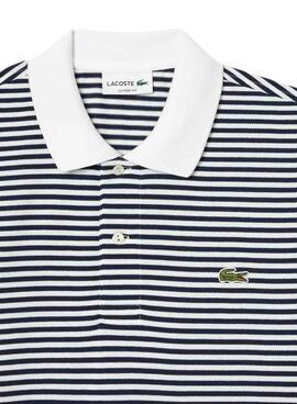Polo Lacoste L1212 à rayures bleu marine pour homme