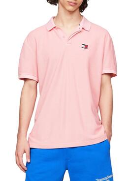 Polo Tommy Jeans Reg Badge Rose Pour Homme