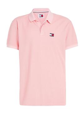 Polo Tommy Jeans Reg Badge Rose Pour Homme