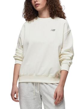 Sweat New Balance Crew Blanc pour Femme