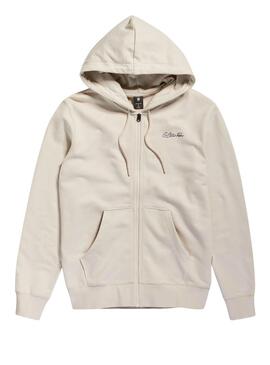 Pull G-Star Back Zip Through Beige Pour Homme