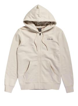 Pull G-Star Back Zip Through Beige Pour Homme