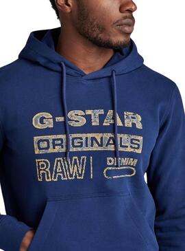 Sudadera G-Star Distressed Originals Bleu Homme