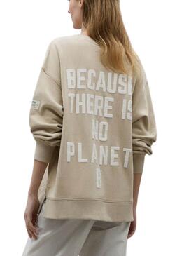 Sudadera Ecoalf Moss Beige pour Femme