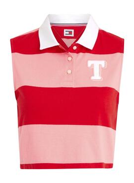 Polo Tommy Jeans Letterman Cropped Rosa Para Mujer Traduction : Polo Tommy Jeans Letterman raccourci rose pour femme