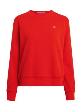 Sweatshirt Calvin Klein Embro Badge Rouge Pour Femme