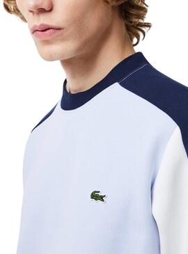 Sweatshirt Lacoste Color Block Bleu pour Homme