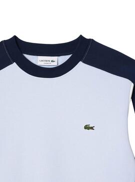 Sweatshirt Lacoste Color Block Bleu pour Homme