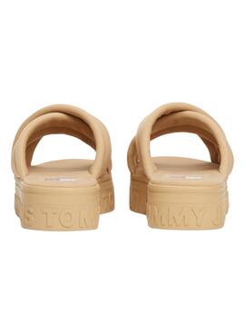 Sandales Tommy Jeans Letter beige pour femme