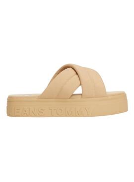Sandales Tommy Jeans Letter beige pour femme