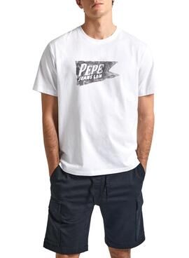 Camiseta Pepe Jeans Single Cardiff Blanco HombreTraduction en français: T-shirt Pepe Jeans Single Cardiff Blanc Homme