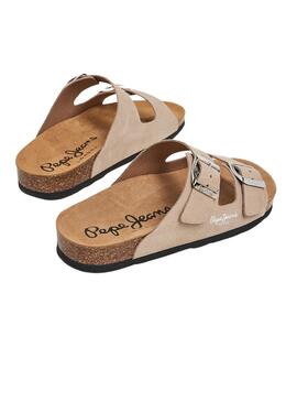 Sandales Pepe Jeans Oban en daim beige pour femme