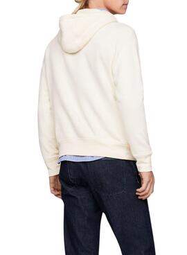 Sweat à capuche Tommy Hilfiger Logo Beige Homme