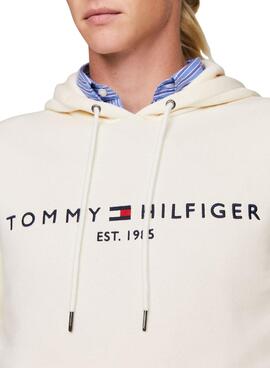 Sweat à capuche Tommy Hilfiger Logo Beige Homme