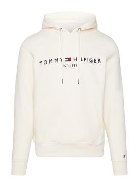 Sweat à capuche Tommy Hilfiger Logo Beige Homme