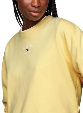 Sweat à capuche Tommy Jeans Essential Logo Jaune Femme