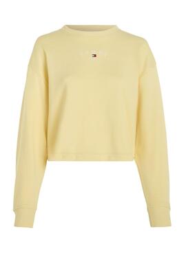 Sweat à capuche Tommy Jeans Essential Logo Jaune Femme