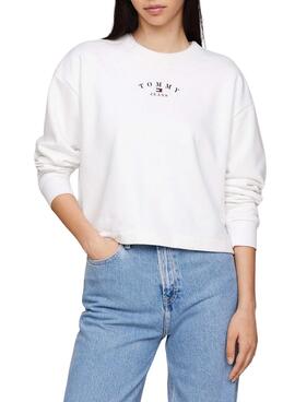 Sweat-shirt Tommy Jeans Essential Logo Blanc Femme