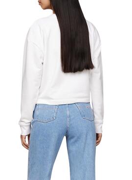 Sweat-shirt Tommy Jeans Essential Logo Blanc Femme