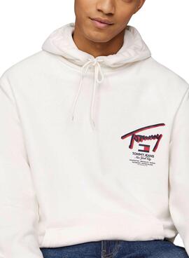 Sweat à capuche Tommy Jeans Reg 3D Street Blanc Homme