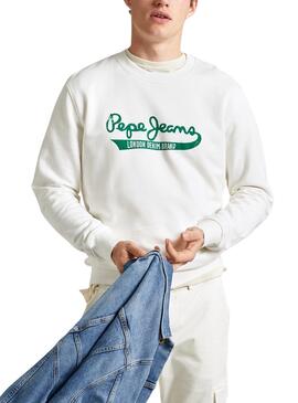 Sweat Pepe Jeans Roi Blanc pour Homme