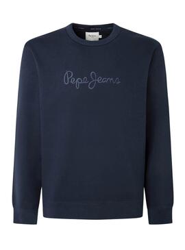 Sweat Pepe Jeans Joe Crew Marine pour Homme