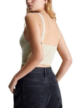 Top Calvin Klein Woven Label Vert pour femme