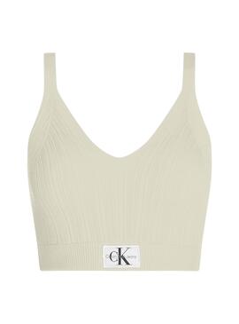 Top Calvin Klein Woven Label Vert pour femme