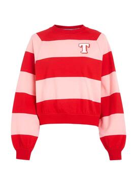 Sudadera Tommy Jeans Letterman Rouge pour Femme