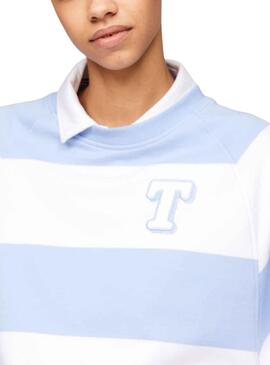 Sweat à capuche Tommy Jeans Letterman Bleu pour Femme