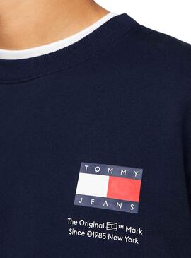 Sweat à capuche Tommy Jeans Flag Marine pour Homme