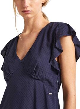 Robe Pepe Jeans Camila Bleu Marine Pour Femme