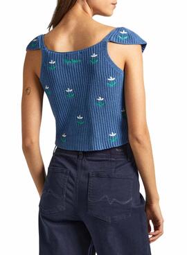 Top Pepe Jeans Greer Bleu pour Femme