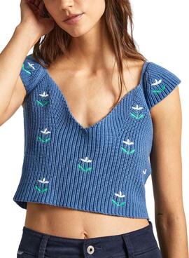 Top Pepe Jeans Greer Bleu pour Femme