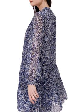 Robe Naf Naf Pasley avec nœud bleu pour femme