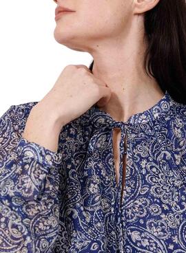 Robe Naf Naf Pasley avec nœud bleu pour femme