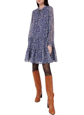 Robe Naf Naf Pasley avec nœud bleu pour femme