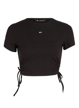 Top Tommy Jeans Crop Noir à Smocks pour Femme