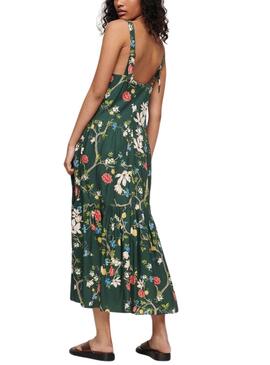 Robe Superdry à volants verte pour femme