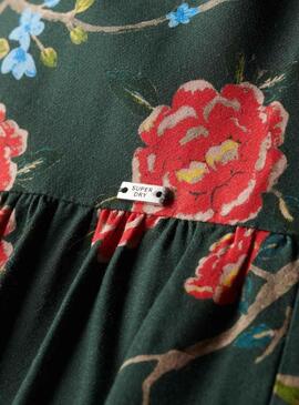 Robe Superdry à volants verte pour femme