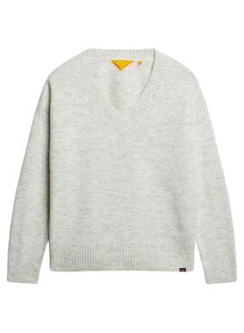 Pull Superdry V-Neck Oversized Gris pour Femme