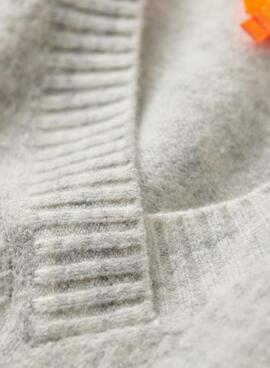 Pull Superdry V-Neck Oversized Gris pour Femme