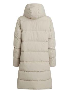 Veste Calvin Klein Plumes Capuche Beige Femme