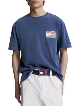 T-Shirt Tommy Jeans Signatura Bleu Marine pour Homme