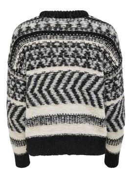 Pull Only Monolisa Life Femme Noire et Blanc