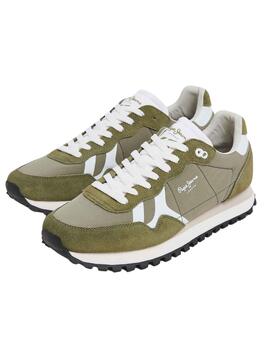 Chaussures Pepe Jeans Brit Print Vert pour Homme