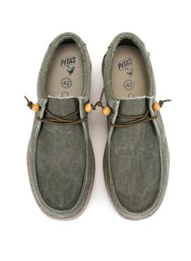 Chaussures Walkin Pitas Wallabi lavées vertes pour hommes