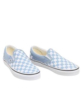 Chaussures Vans Slip On Checkerboard Bleues et Blanches