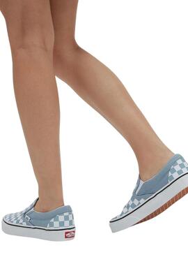 Chaussures Vans Slip On Checkerboard Bleues et Blanches